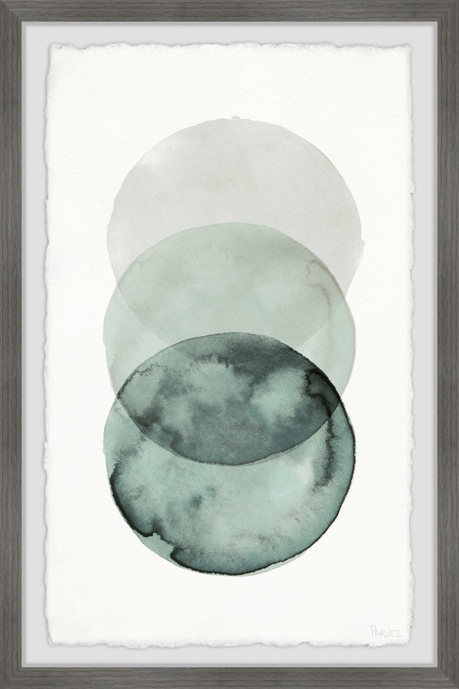 "Ombre Green Circles" Framed Painting Print, 8"x12"
