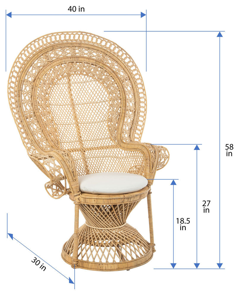 Supreme Rattan Grand Peacock Chair, Natural