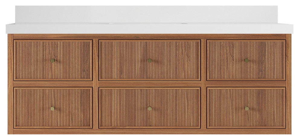 Sonoma Floating 60 Single Vanity in Dark Natural with 2" White Quartz