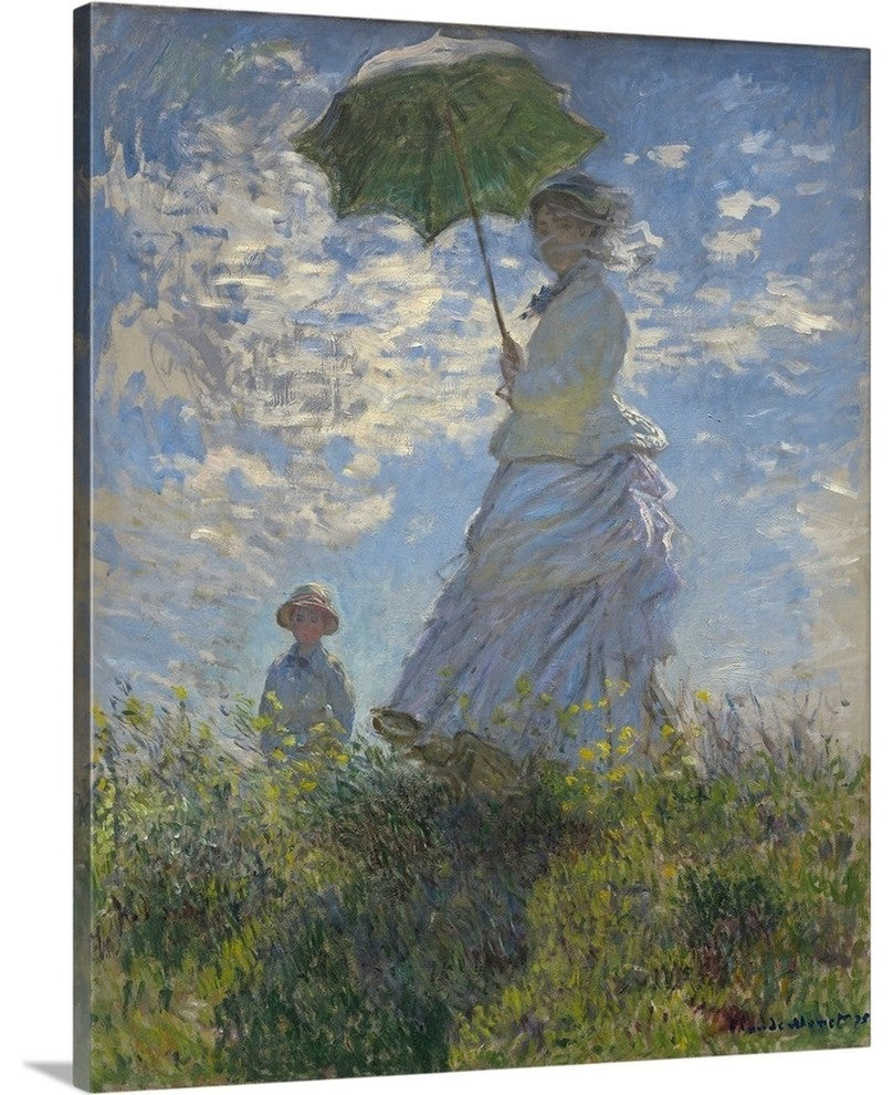 Woman with a Parasol - Madame Monet and Her Son, 1875 Wrapped Canvas Art Pr