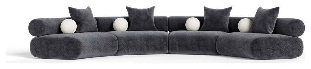 Divani Casa Simpson Dark Grey Fabric Modular Sectional Sofa