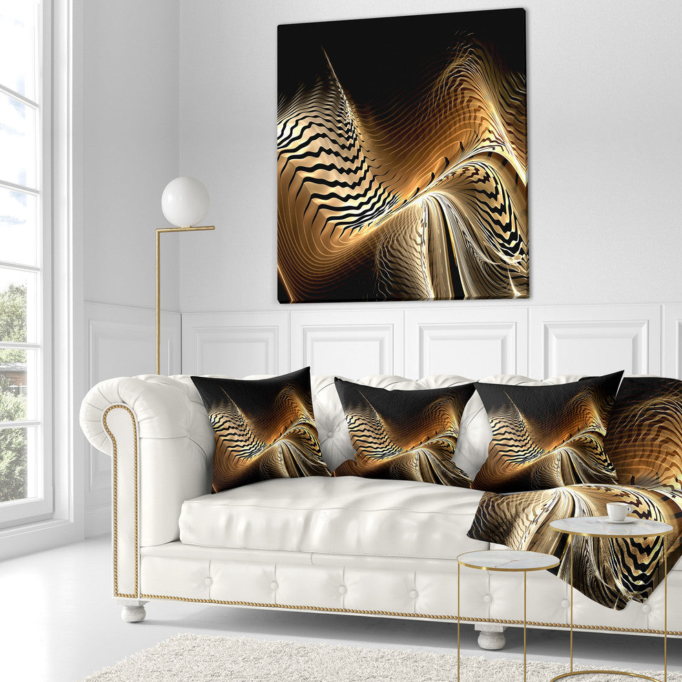 Brown Black Abstract Fractal Design Abstract Throw Pillow, 18"x18"