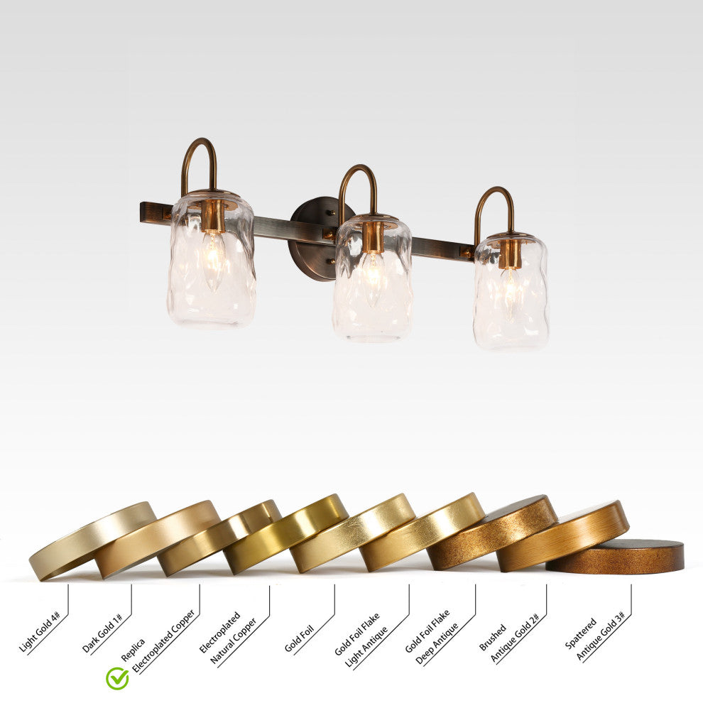 LNC Matte Black and Polished Gold Mason Jar Modern Wall Sconces, 3 Lights