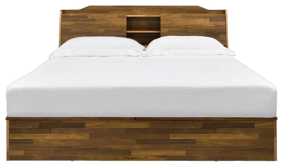 Bd00542Q Queen Bed With Storage, Walnut Finish, Hestia