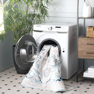 Safavieh Arizona Machine-Washable Collection ARZ324 Rug, Ivory/Aqua, 8'x10'