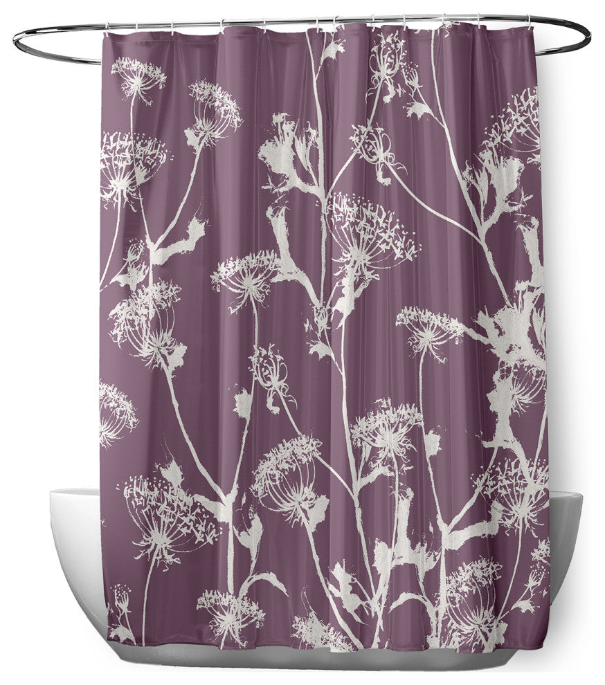 70"Wx73"L Windy Blossom Shower Curtain, Purple