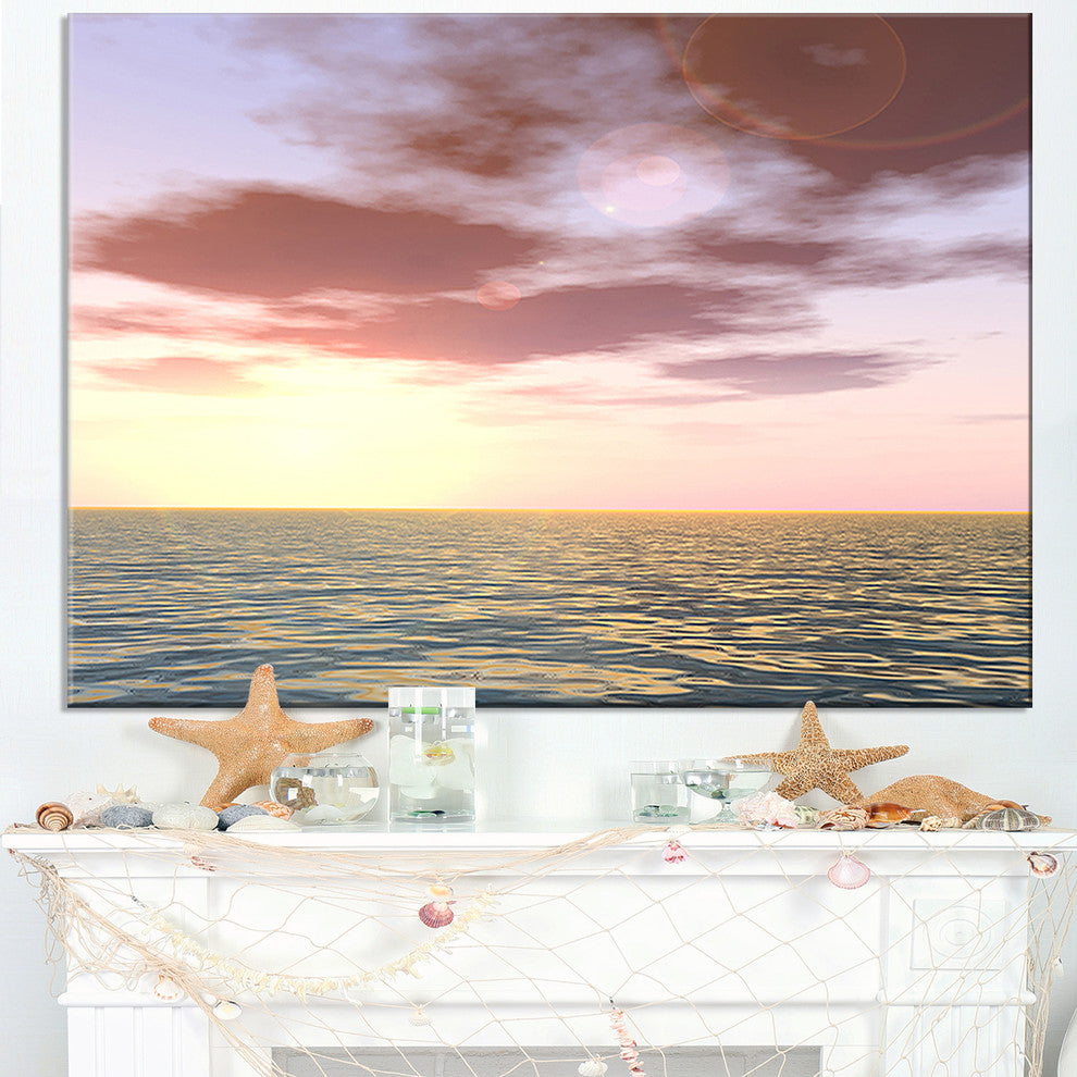 "Purple Tinged Atlantic Seashore" Seashore Canvas Wall Art, 40"x20"