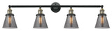 Cone 4-Light 42" Bath Vanity Light, LED, Black Antique Brass, Plated Smoke