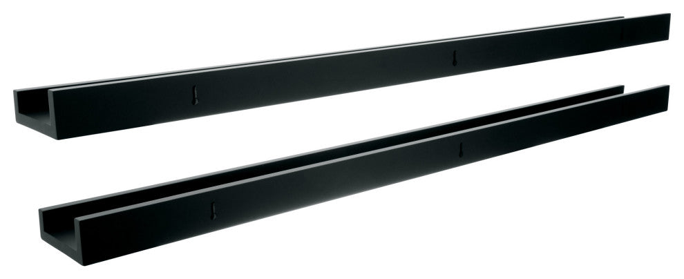 Kiera Grace Edge Floating Photo Frame Shelf Black, 44"x4", Set of 2