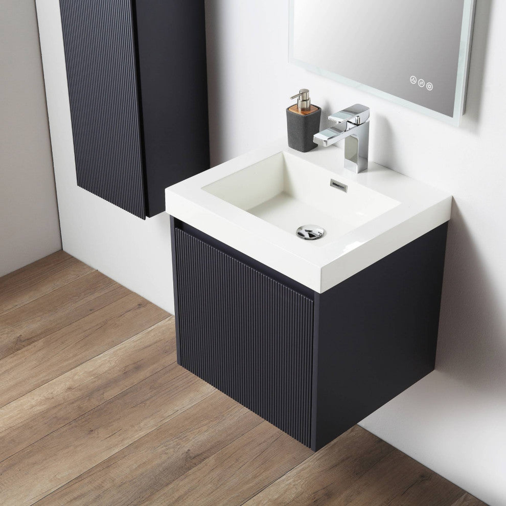 Floating Bathroom Vanity with Sink, Wall Mounted Vanity, Blue, 20'' W/ Sink