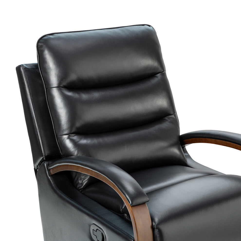 Konradin Genuine Leather Swivel Rocking Manual Recliner Set of 2, Black