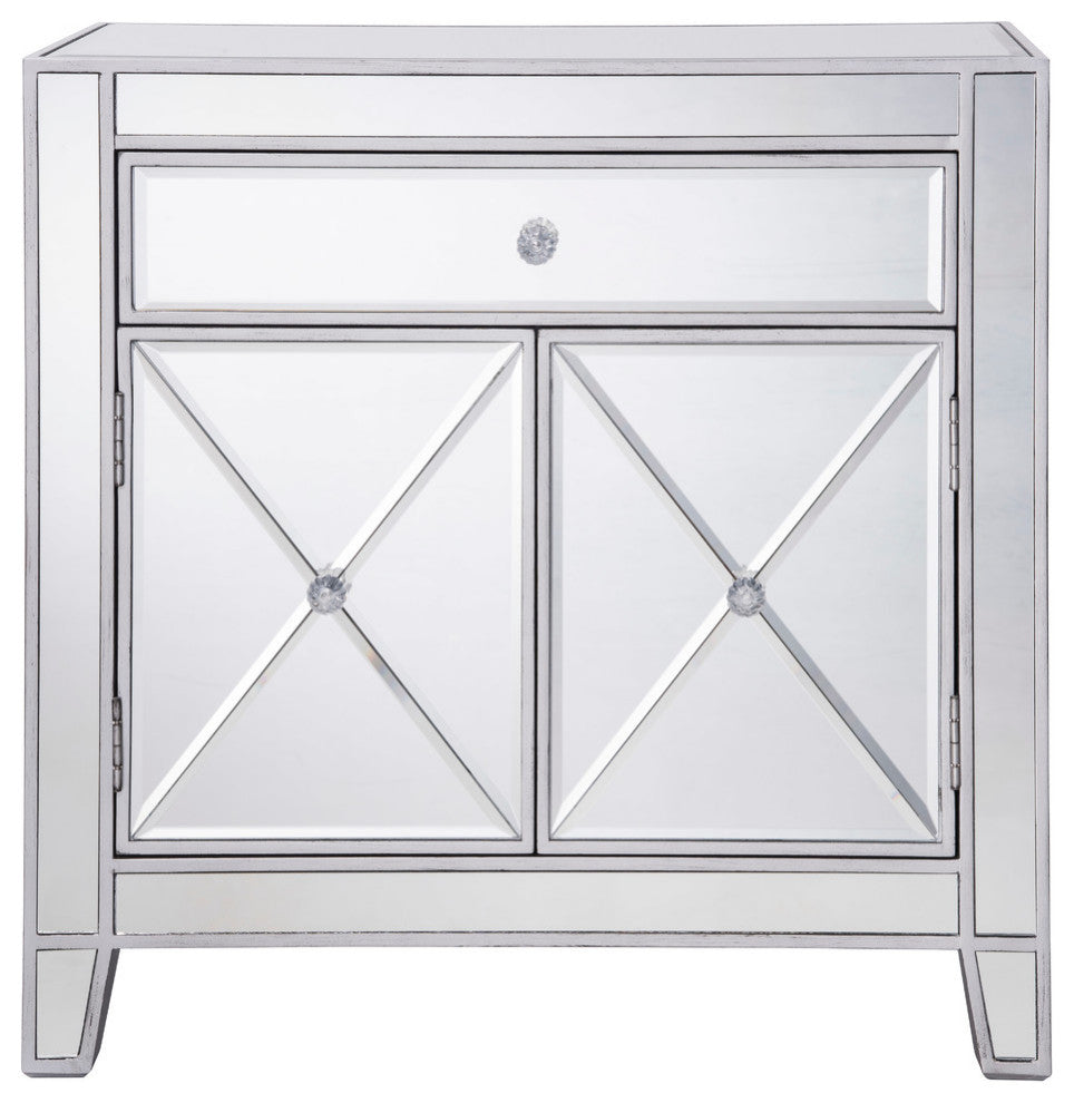 1 Drawer 2 Doors Cabinet 28" X 13-1/4" X 28-1/4" In Silver Paint