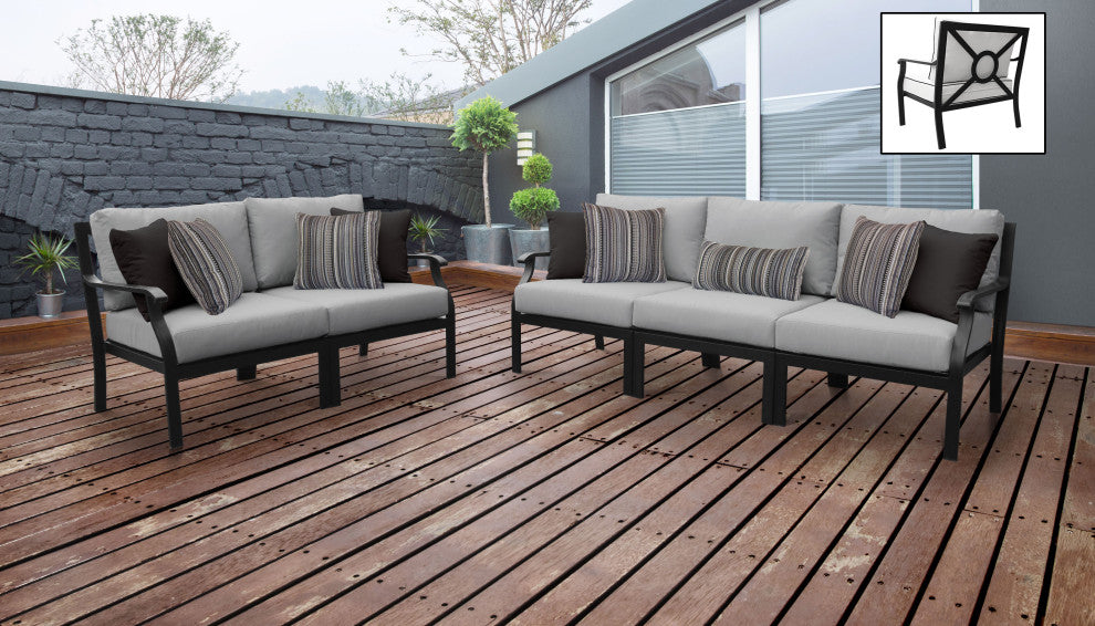 kathy ireland Madison Ave. 5 Piece Aluminum Patio Furniture Set 05a, Slate