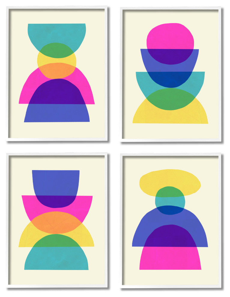 Intergalactic Rainbow Abstract Transparent Geometric Shapes , 4pc, each 16 x 20