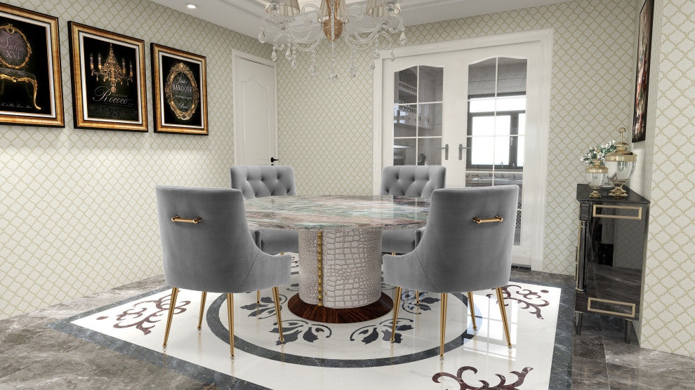 SEYNAR Elegant Velvet Dining Chairs Set of 2, Tufted Upholstered Accent Chair, Grey