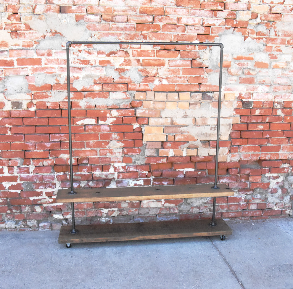 Loft Essentials - Industrial Garment Clothing Rack with Bottom Shelf