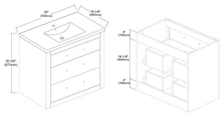 Sherwood 30" Single Vanity Set, Charcoal, Chrome Trim, Floating Only