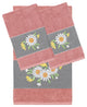 Linum Home Textiles Turkish Cotton Daisy 3-Piece Embellished Towel Set, Tea Rose
