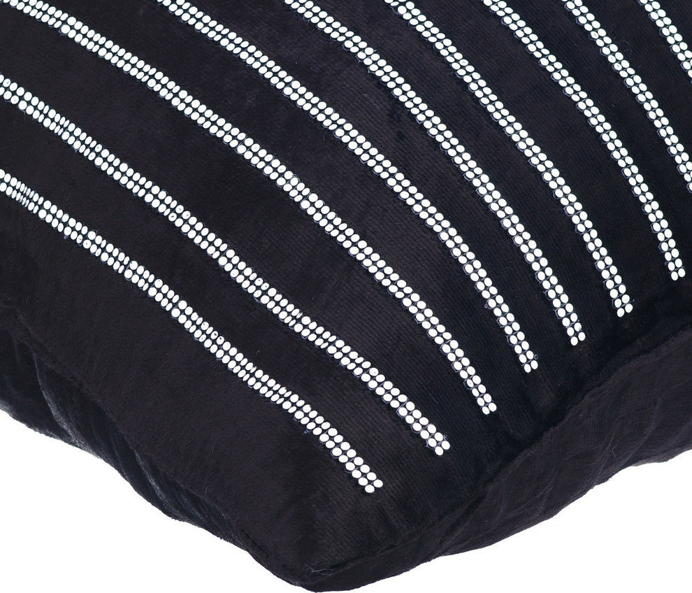 Velvet Black Pillow Covers Sofa Throws, 20"x20", Bring Back Black
