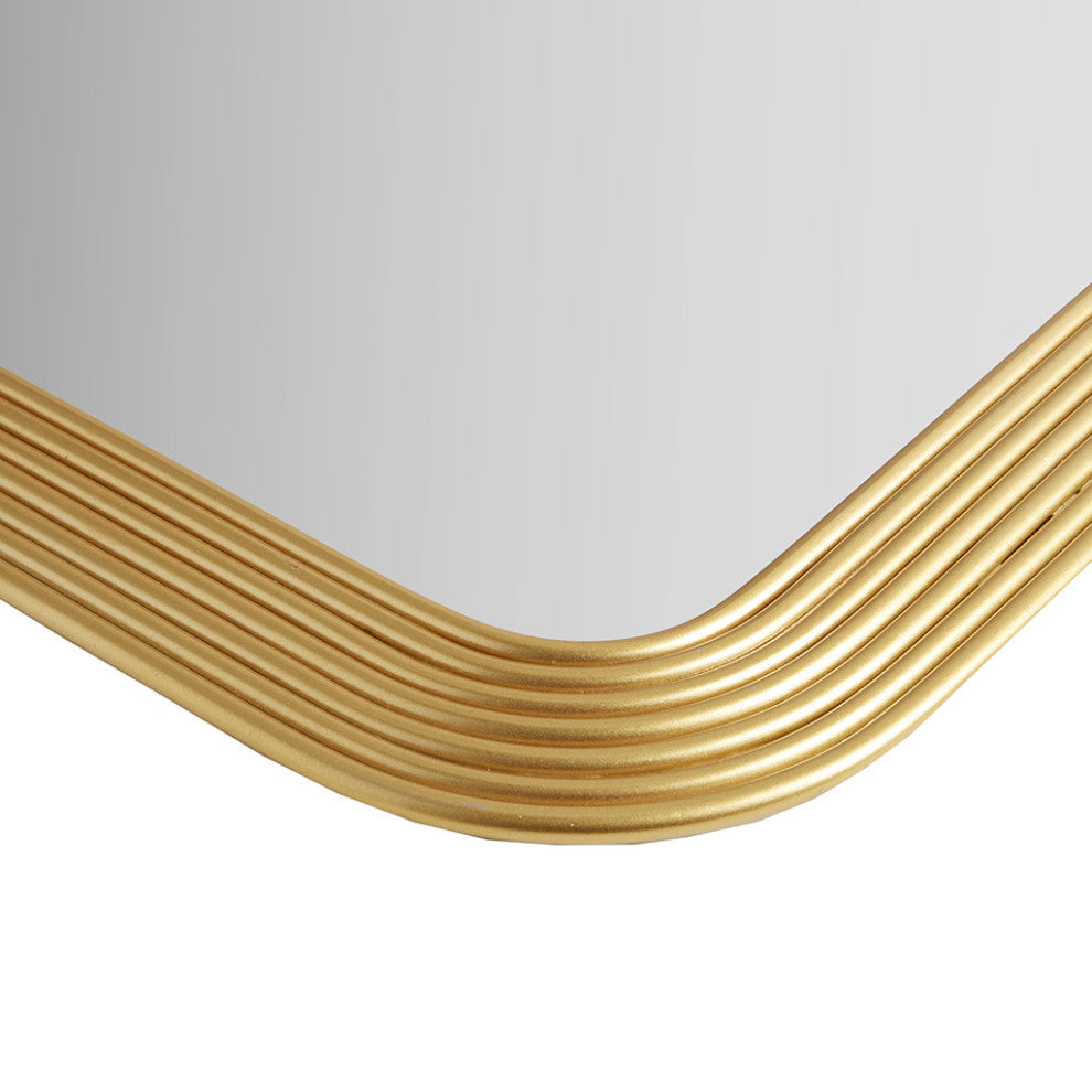 Madison Park Aurelia Rounded Rectangle Fluted Wall Mirror, Gold