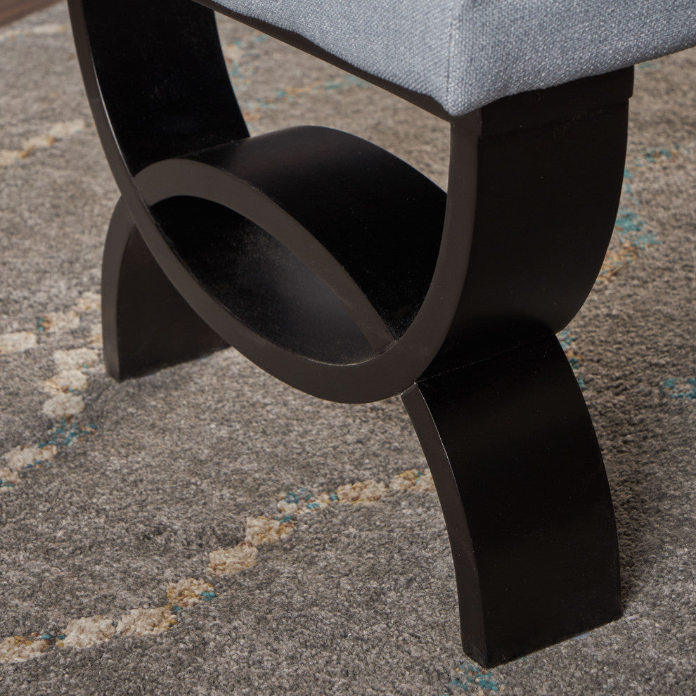 GDF Studio Reddington Tufted Fabric Ottoman Bench, Light Gray