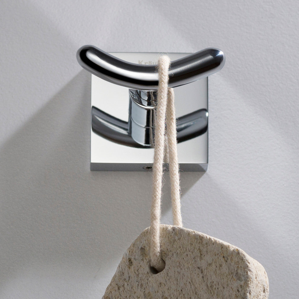 Ventus Bathroom Robe and Towel Double Hook, Chrome
