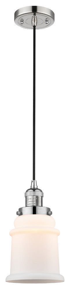 Canton 1-Light Mini Pendant, Polished Nickel, Matte White