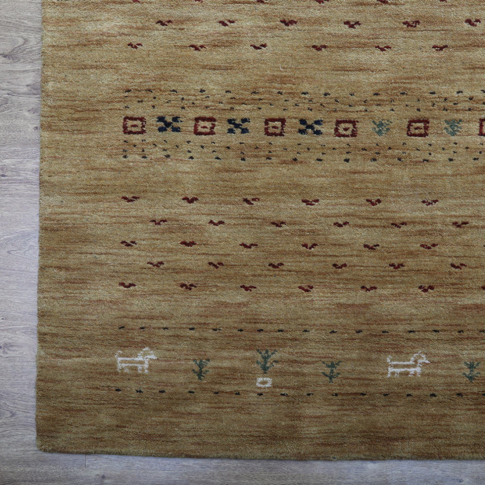 HAND KNOTTED LOOM WOOL ECO-FRIENDLY AREA RUGS - Rectangle, Gold, Contemporary