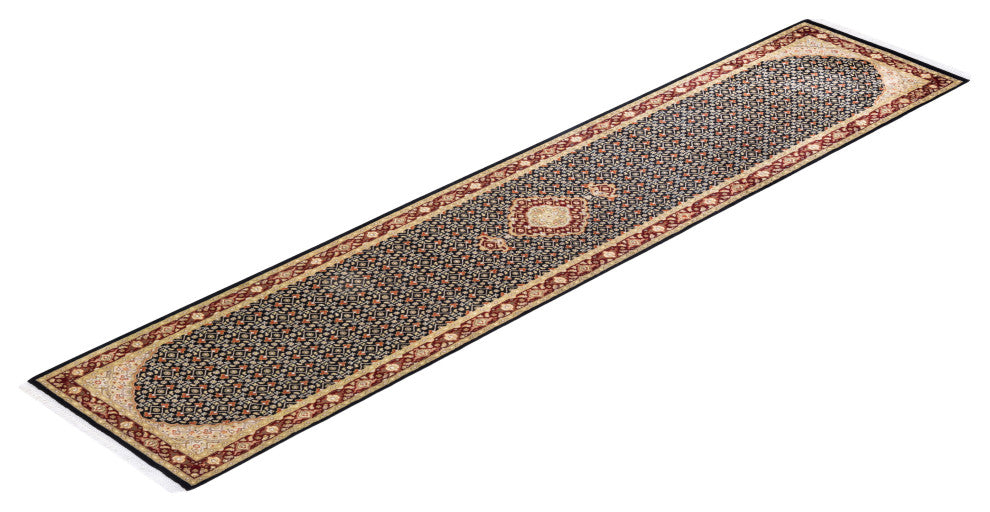 Mogul, One-of-a-Kind Hand-Knotted Area Rug Black, 2' 7" x 12' 2"