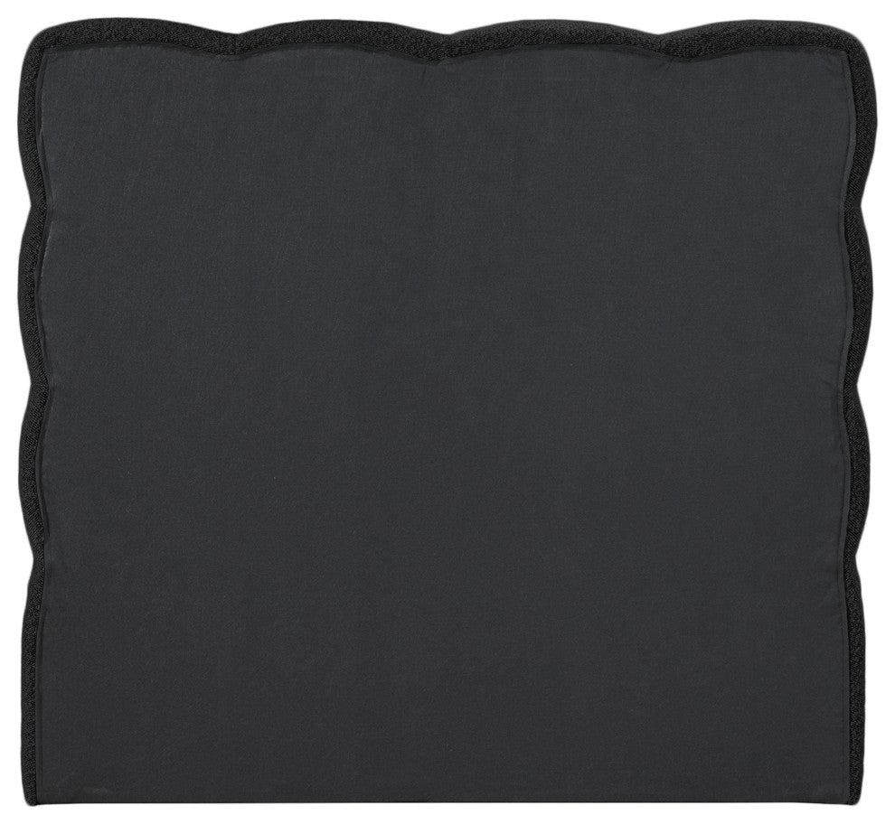 Deco Boucle Fabric Upholstered Full Bed, Black, Twin