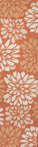 Zinnia Modern Floral Textured Weave Indoor/Outdoor, Orange/Cream, 2x10