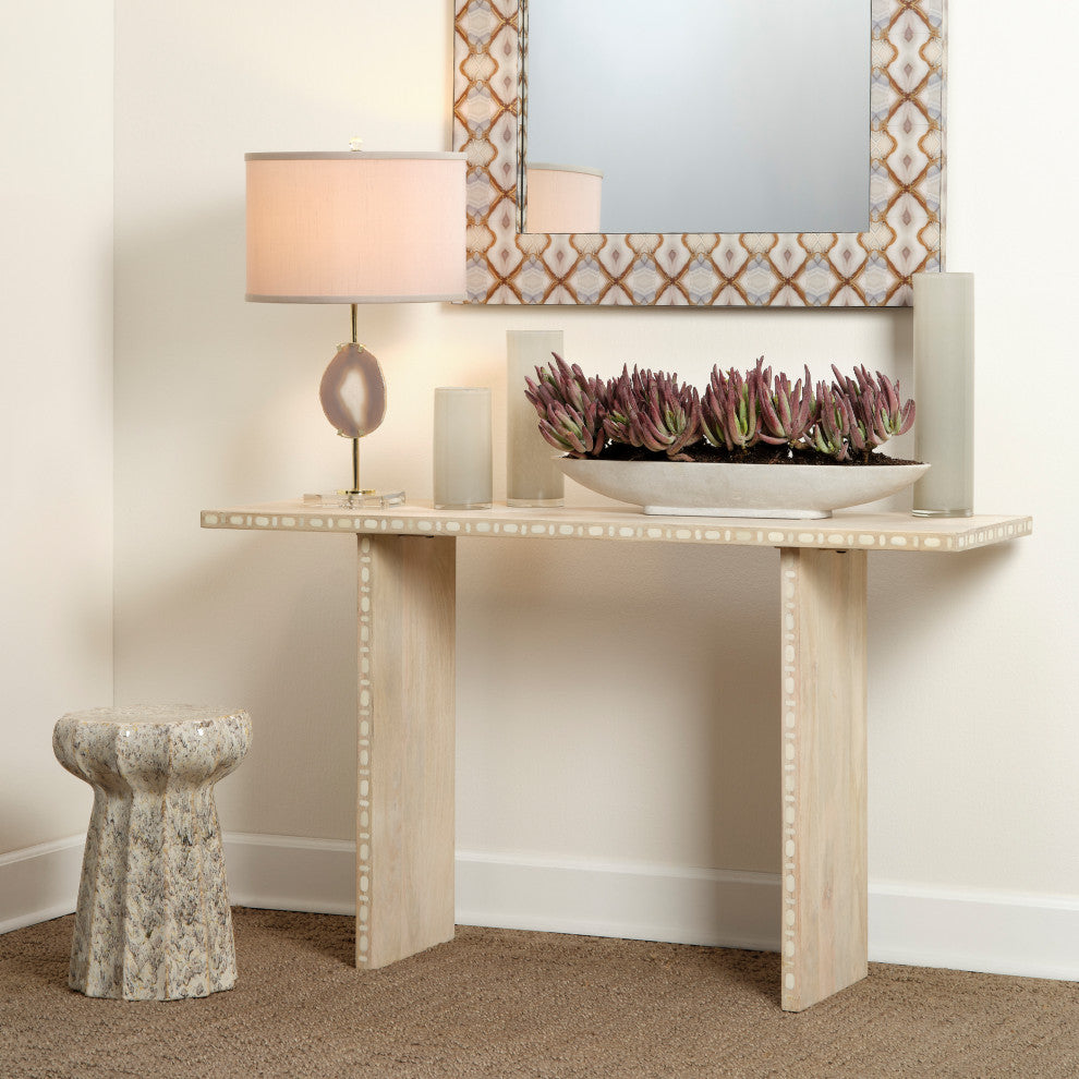 Agate Slice Table Lamp, Natural Lavender Agate and Antique Brass Metal