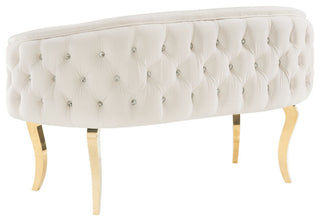 TOV Furniture Adina White Velvet Loveseat with Gold Legs