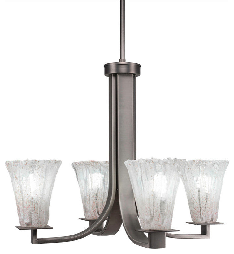 Apollo 4-Light Chandelier, Graphite/Fluted Italian Ice