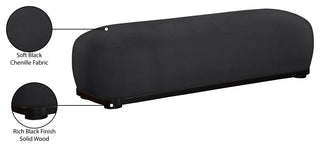 Calum Upholstered Bench, Black, Chenille Fabric, Black Finish