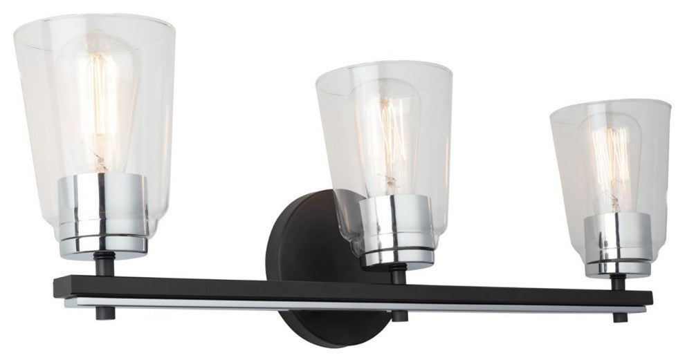 Essex - Bathroom Vanity - Black/Chrome - 3-Light