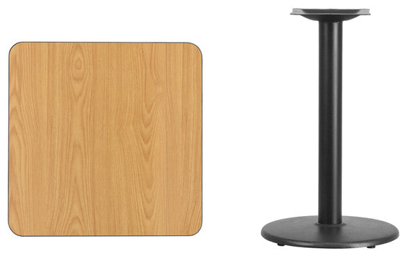 24" Square Natural Laminate Table Top With 18" Round Table Height Base