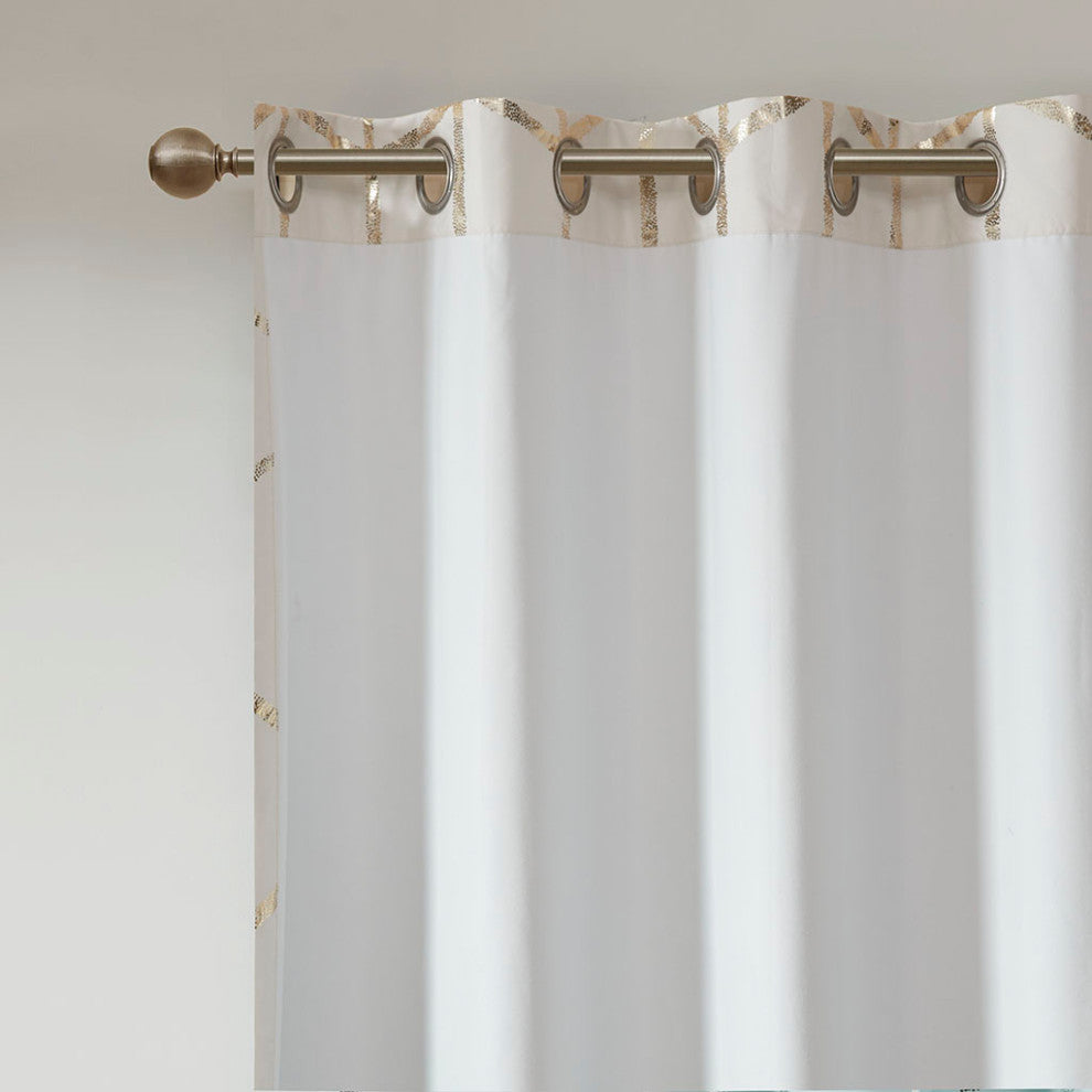 Intelligent Design Raina Total Blackout Metallic Print Grommet Top Curtain Panel