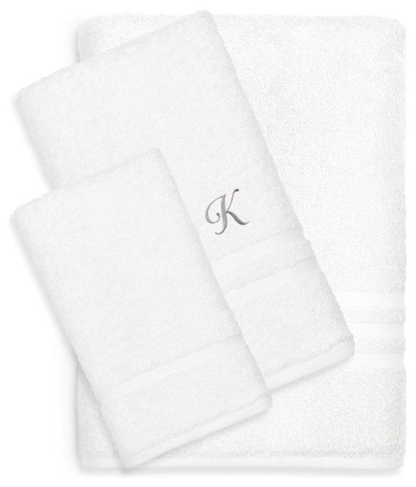 Denzi 3-Piece Towel Set Monogrammed Letter, K