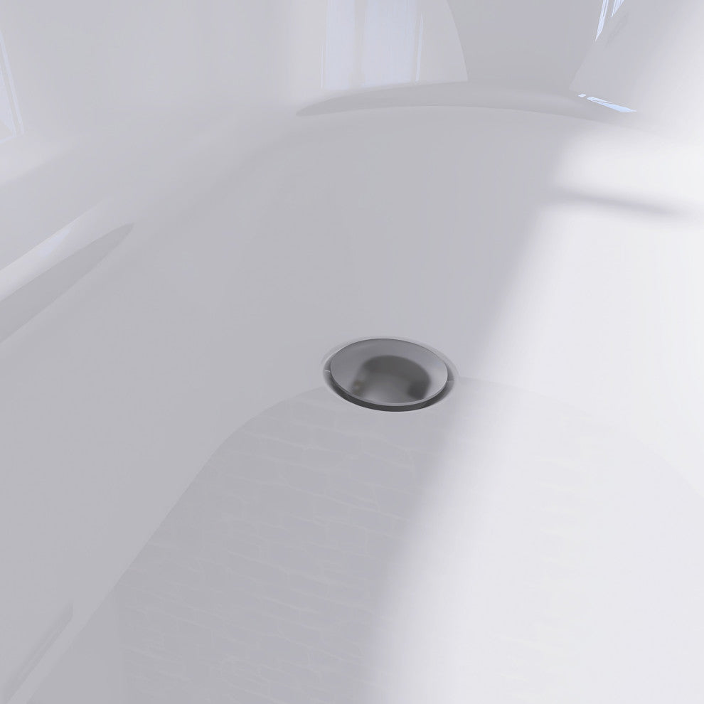 Oval Freestanding Acrylic Soaking Bathtub, Glossy White, 62"x30"