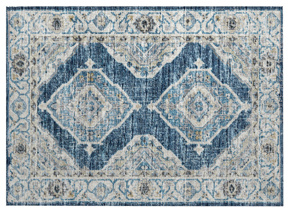 Indoor/Outdoor Marbella MB1 Indigo Machine Washable 1'8" x 2'6" Rug