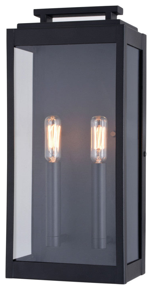 Hampton Two Light Outdoor Wall Mount in Textured Black
