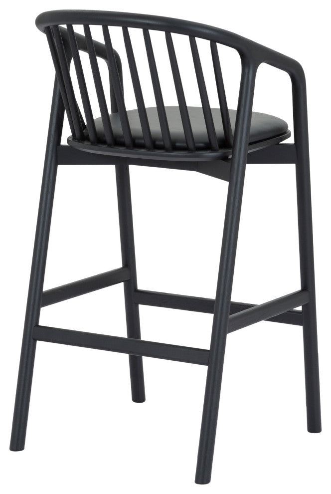 Echo, Black Oak Wood/Faux Leather, Bar Stool, 30", Single
