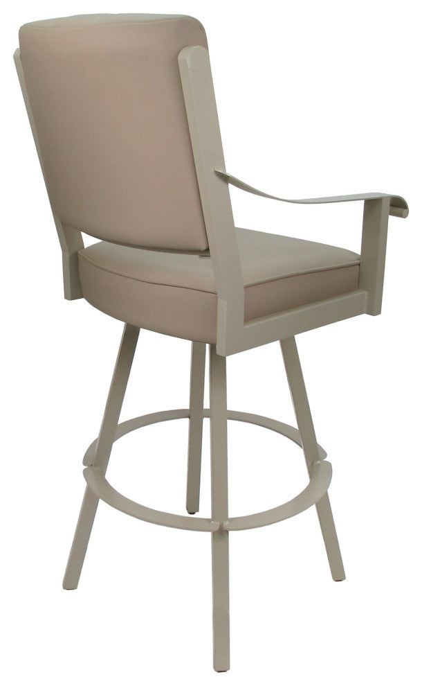 Leather Swivel Metal Bar Stool - Memphis on Warren Base, Tan Leather on Beige, 26"