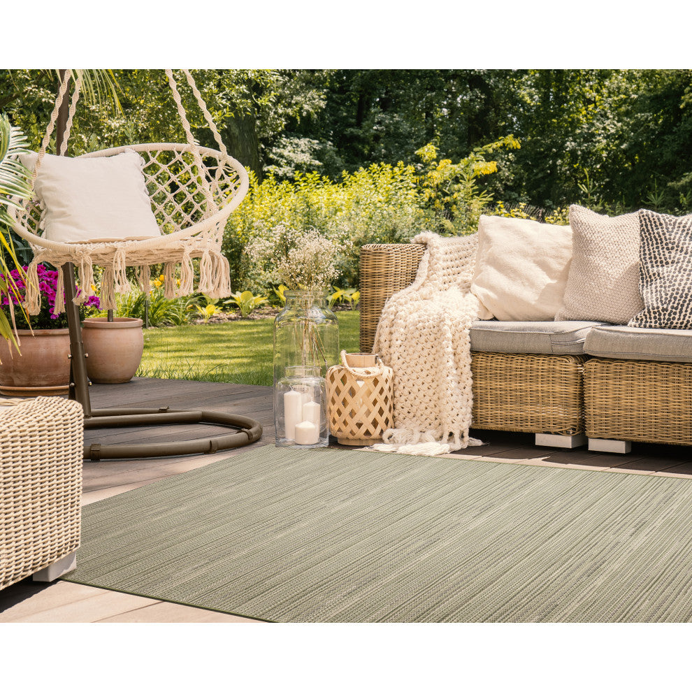 Miranda Tweed Stripe Indoor/Outdoor Rug Green 7'10"x9'10"