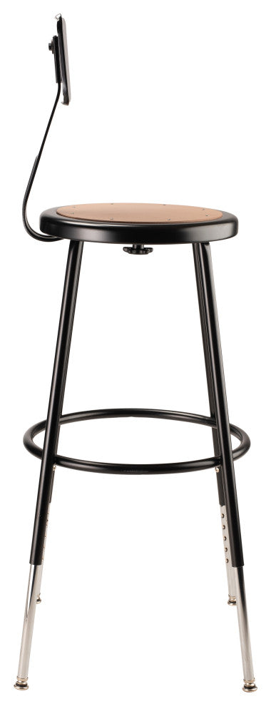 NPS 25"-33" Height Adjustable Heavy Duty Steel Stool With Backrest, Black