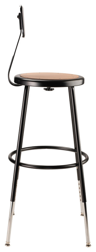 NPS 25"-33" Height Adjustable Heavy Duty Steel Stool With Backrest, Black