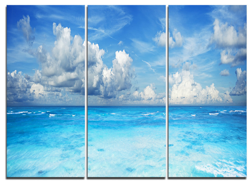 "Bright Blue Waters and Sky Panorama" Metal Wall Art, 3 Panels, 36"x28"