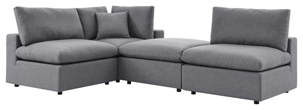 Modular Lounge Sectional Deep Sofa Set, Sunbrella, Gray, Modern, Outdoor