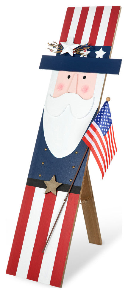 36"H Patriotic Wooden Uncle Sam Porch Decor